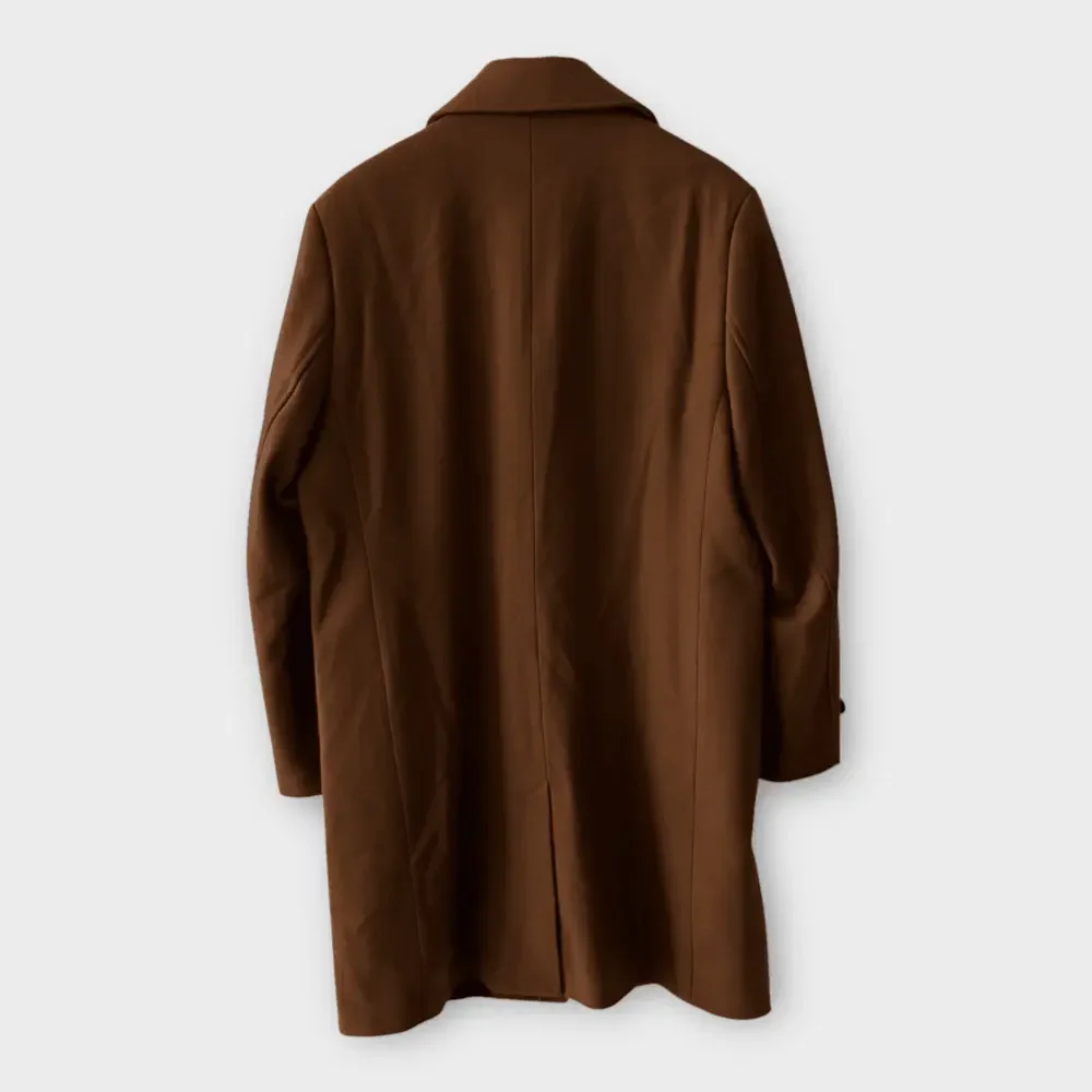 H&M • Brown Wool Blend Funnel Collar Trench Coat Jacket - Picture 6 of 10